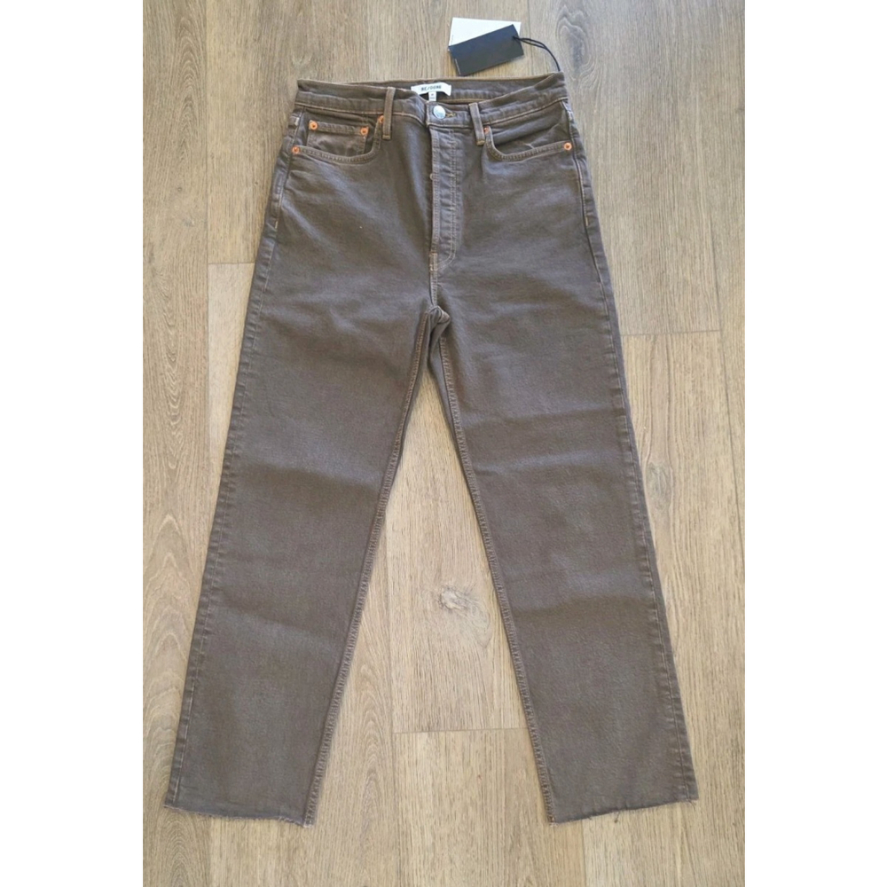 Re/done Denim 70's Ultra High Rise Stove Pipe Washed Chocolate Size 28 NWT $145